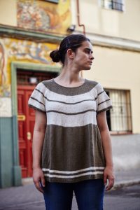 camiseta de punto agujas circulares